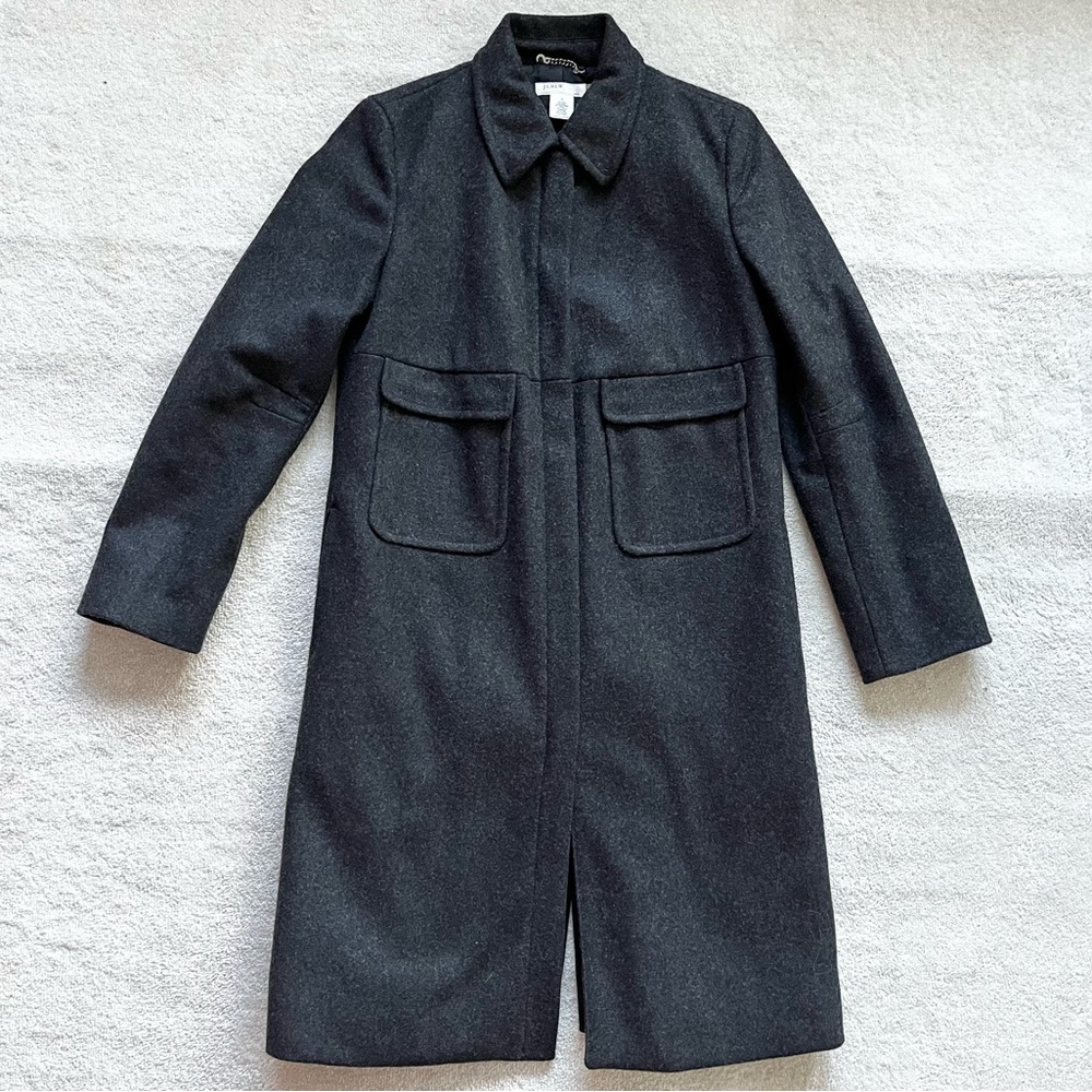 J. CREW WOOL BLEND LONG LINE JACKET Size Small Charcoal Gray Minimalist Chic - Picture 11 of 11